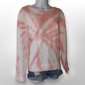 J Crew Tie Dye Sweatshirt, Size Medium, White Peach